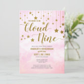 オンクラウドナインドリーミーパステルピンクブライダルシャワー 招待状 (スタンド正面)