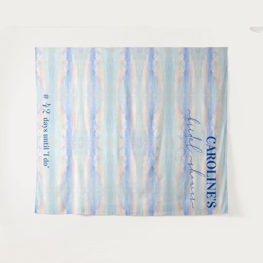 オンクラウドナインパステルブライダルシャワーウェルカムサイン タペストリー (正面(横))