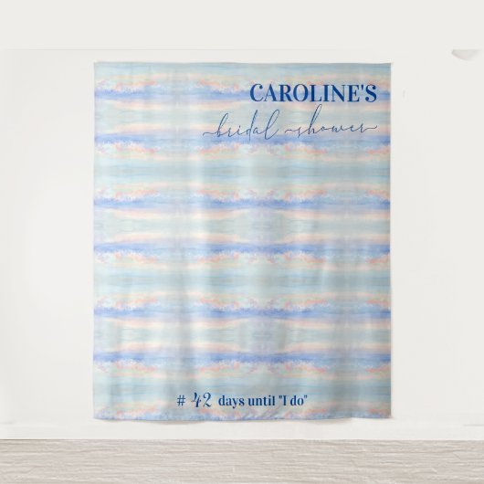 オンクラウドナインパステルブライダルシャワーウェルカムサイン タペストリー (正面)
