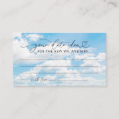 オンクラウドナインブライダルシャワーデイトナイトアイディア エンクロージャーカード (正面)