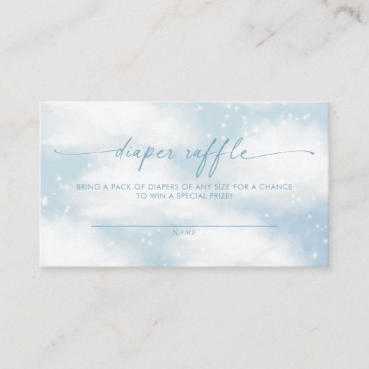オンクラウドナイン夢のような雲ブルーおむつラッフル エンクロージャーカード (正面)