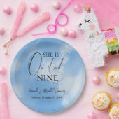 オンクラウドナイン9書道ブルーブライダルシャワー ペーパープレート (パーティー)