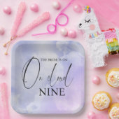 オンクラウドナイン9書道ブルーブライダルシャワー ペーパープレート (パーティー)