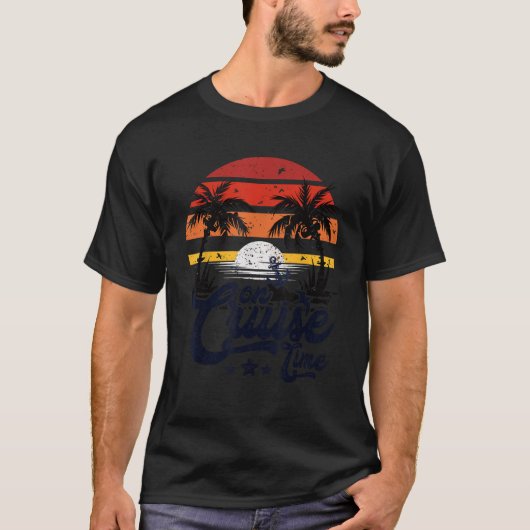 オンクルーズタイムココナッツツリーグラフィック夏の休暇 Tシャツ (正面)