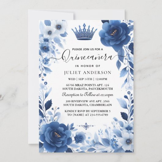 オングラデーションアイボリーアイススカイ金ゴールドブ王室のルーキンセアニェラ 招待状 (正面)