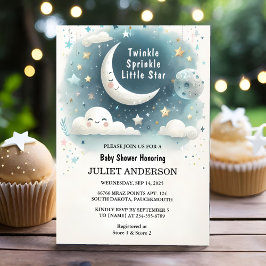 オングリッターキラキラキラキラ小さな星のベビーシャワー 招待状