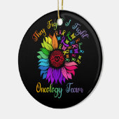 オンコロジーチームのヒマワリのオンコログと戦う セラミックオーナメント (左)
