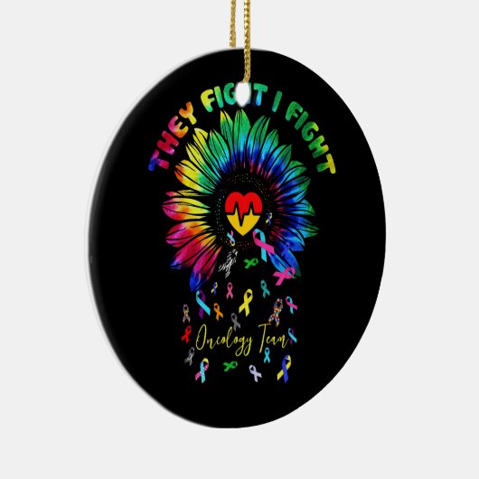 オンコロジーチームのヒマワリのオンコログと戦う セラミックオーナメント (右)