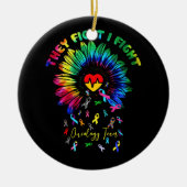 オンコロジーチームのヒマワリのオンコログと戦う セラミックオーナメント (正面)