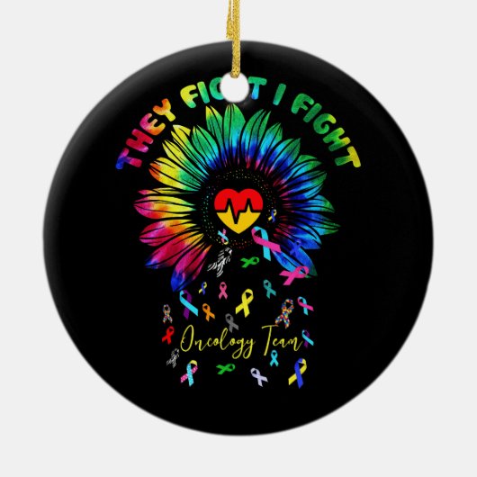 オンコロジーチームのヒマワリのオンコログと戦う セラミックオーナメント (裏面)