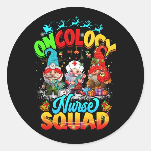 オンコロジーナーススクワッドクリスマス格言醜いセーター ラウンドシール (正面)
