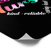 オンコロジーナースハートワードクラウドウォーターカラーレインボー ポスター (角)