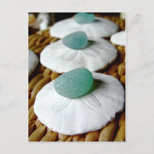 オンザサンドティール（緑がかった色）シーグラス ポストカード (正面)