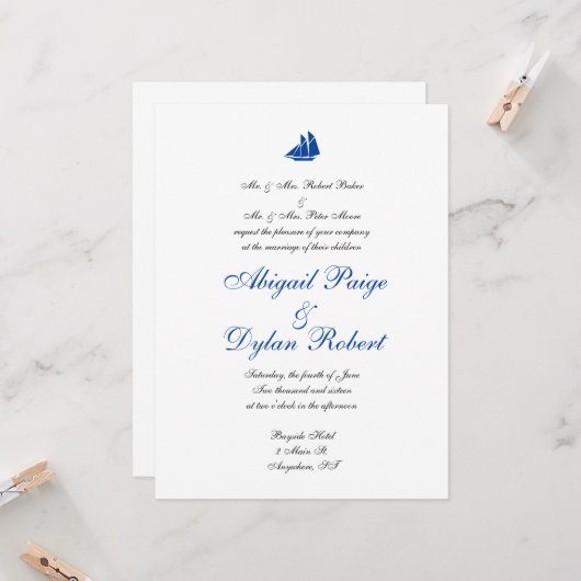 「オンザシー」結婚式招待状 招待状 (正面/裏面インサイチュ)