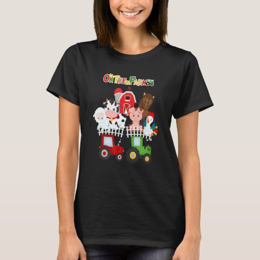 オンザファーム納屋周囲の庭ファーム動物かわいい幼児 Tシャツ (正面)