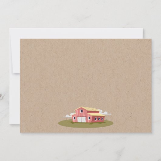 オンザファーム納屋周囲の庭子供の誕生日フォト招待状 招待状 (裏面)