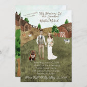 オンザファーム結婚式招待状 – ブルネット – ブルドッグ 招待状 (正面/裏面)