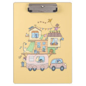 オンザロードファミリーキャンピングトレーラーオンイエロー クリップボード (正面)