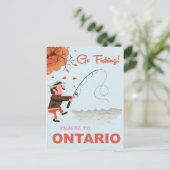 オンタリオへの旅行ヴィンテージ魚釣りプリント ポストカード (スタンド正面)