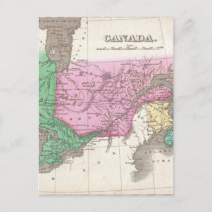 オンタリオ州とケベック州のヴィンテージの地図（1827年） ポストカード