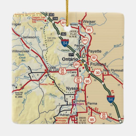 オンタリオ州のORヴィンテージマップ セラミックオーナメント (裏面)
