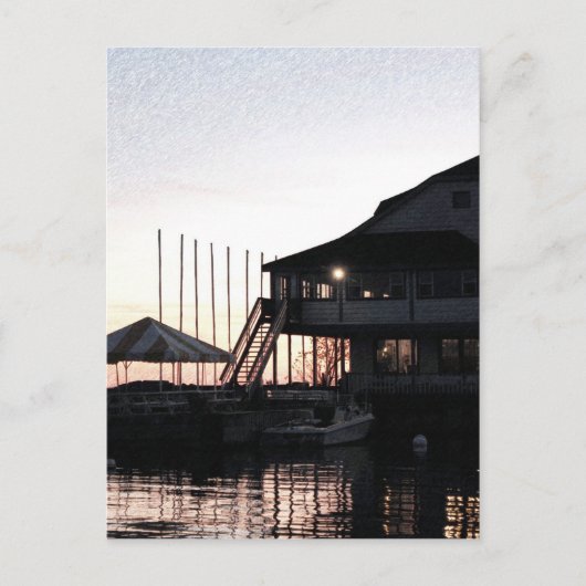 オンタリオ州キングストンの湖のウォーターフロントでトワイライト ポストカード (正面)