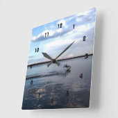 オンタリオ州キングストン湖で船遊びをしている。 スクエア壁時計 (傾斜)
