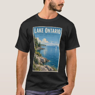 オンタリオ湖のイラスト 旅行アート ヴィンテージ Tシャツ