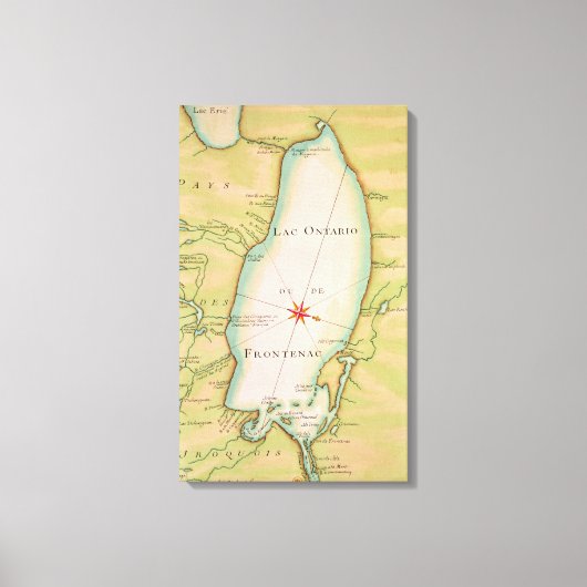 オンタリオ湖の地図 キャンバスプリント (正面)