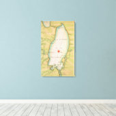 オンタリオ湖の地図 キャンバスプリント (インサイチュ (ウッドフロア))
