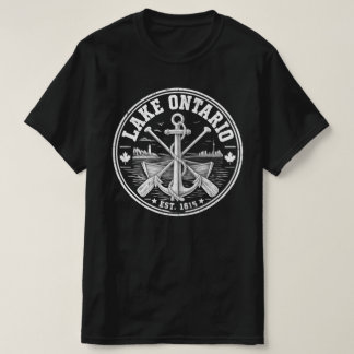 オンタリオ湖 Est 1615 ヴィンテージ アンカー パドル バッジ Tシャツ