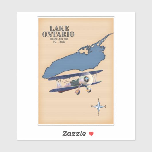 オンタリオ湖USAカナダの地図 シール (シート)