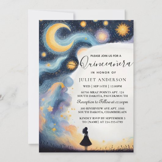オンダークおもしろいスタープロムスターリーナイトスカイキンセアニェラ 招待状 (正面)