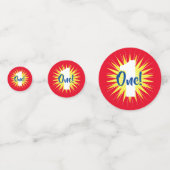 オンダーフルカラフルかわいい1歳の誕生日パーティーテーマ コンフェッティ (正面)