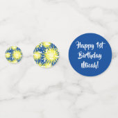 オンダーフルカラフルかわいい1歳の誕生日パーティーテーマ コンフェッティ (裏面)