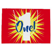 オンダーフルカラフルかわいい1歳の誕生日パーティー ラージペーパーバッグ (裏面)