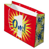 オンダーフルカラフルかわいい1歳の誕生日パーティー ラージペーパーバッグ (正面アングル)