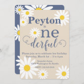 オンダーフルデイジーファースト誕生日招待状 招待状 (正面/裏面)