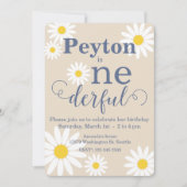 オンダーフルデイジーファースト誕生日招待状 招待状 (正面)