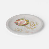 オンダーフルファースト誕生日フォトバラリース大理石 ペーパープレート (アングル)