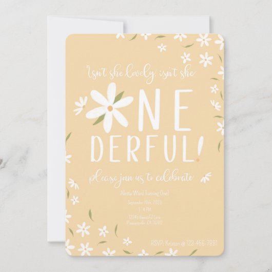 オンダーフルファースト誕生日招待状 招待状 (正面)