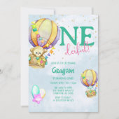 オンダーフルホットエアバルーン春誕生日 招待状 (正面)