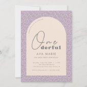 オンダーフルレトロデイジーガールズパープル1st誕生日 招待状 (正面)