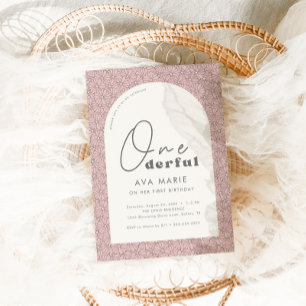 オンダーフルレトロデイジーガールズピンク1st誕生日 招待状