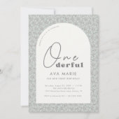 オンダーフルレトロデイジーガールズミント1st誕生日 招待状 (正面)