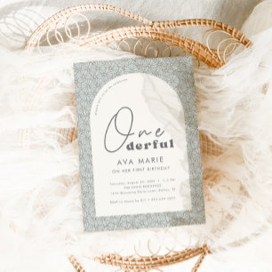 オンダーフルレトロデイジーガールズミント1st誕生日 招待状