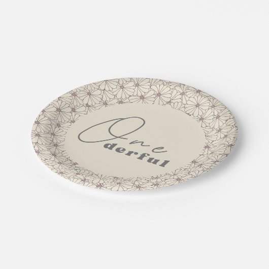 オンダーフルレトロデイジーガールズ1st誕生日パーティー ペーパープレート (アングル)