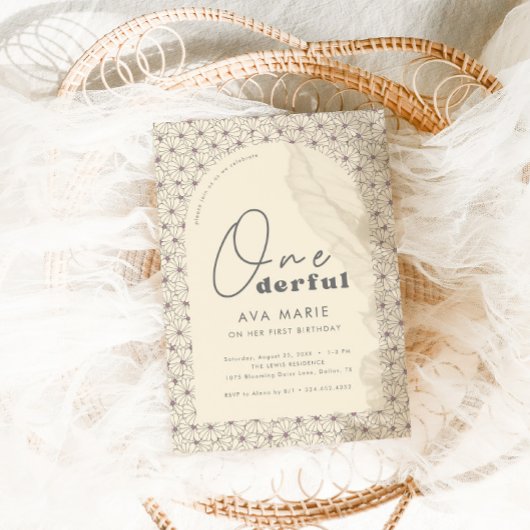 オンダーフルレトロデイジーガールズ1st誕生日パーティー 招待状