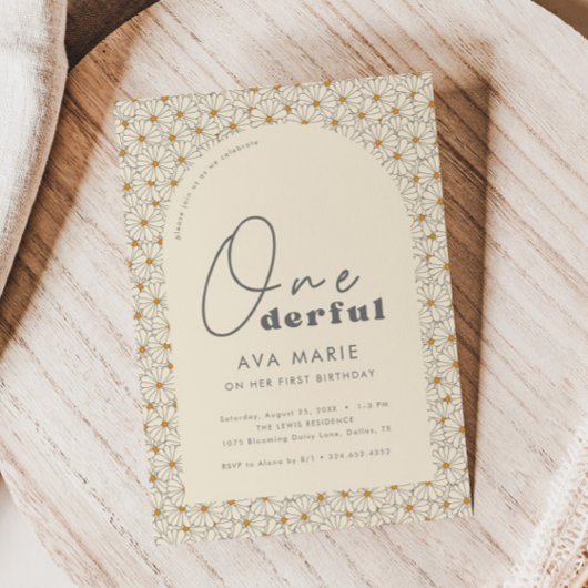 オンダーフルレトロデイジーガールズ1st誕生日パーティー 招待状