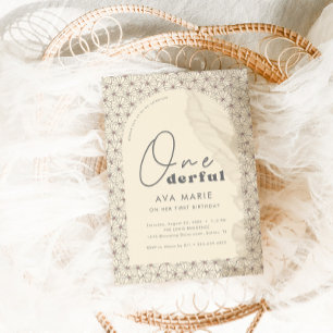 オンダーフルレトロデイジーガールズ1st誕生日パーティー 招待状